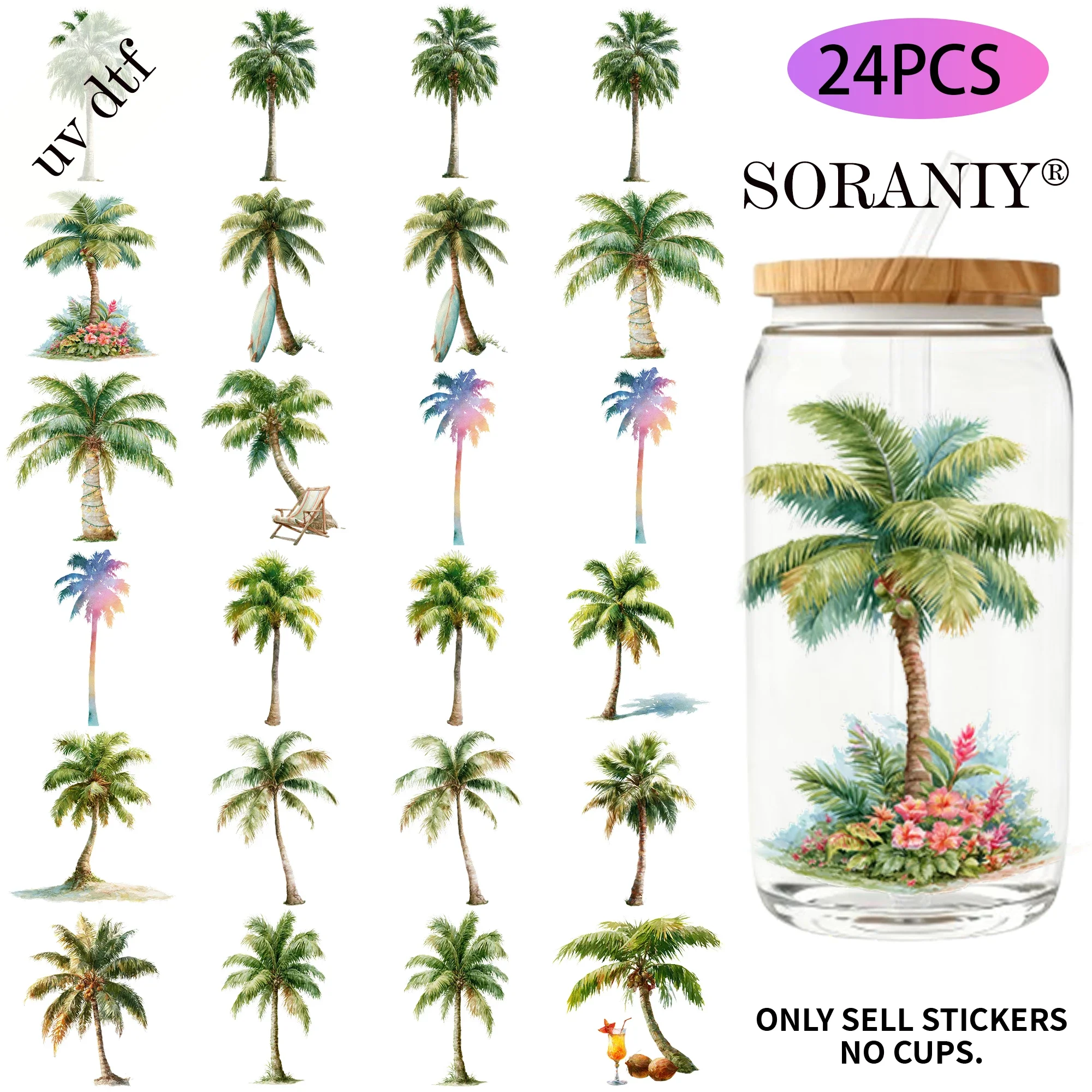 24PCS/Set Palm Tree Watercolor - Rdta Tank Glass review and price