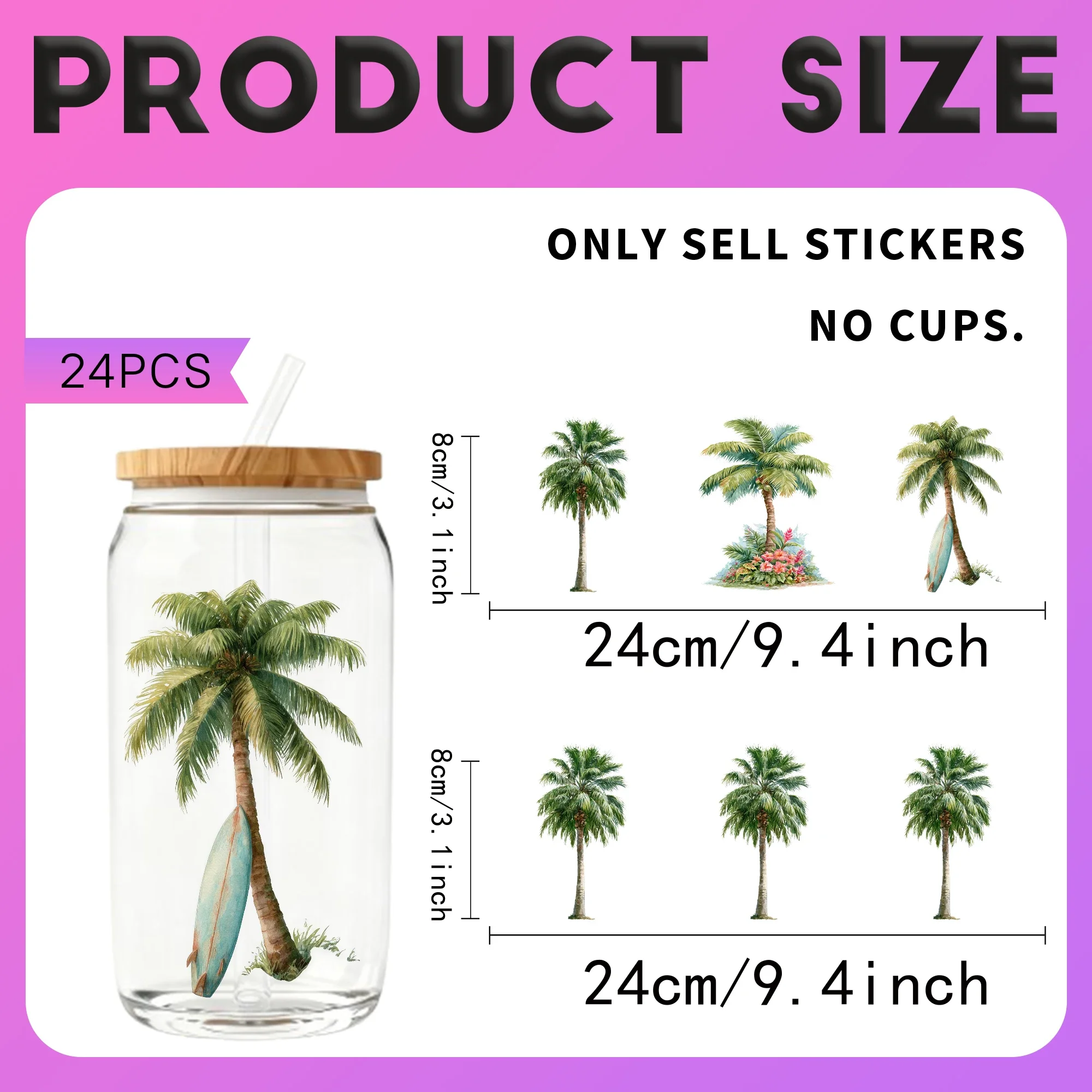 24PCS/Set Palm Tree Watercolor - Rdta Tank Glass review and price