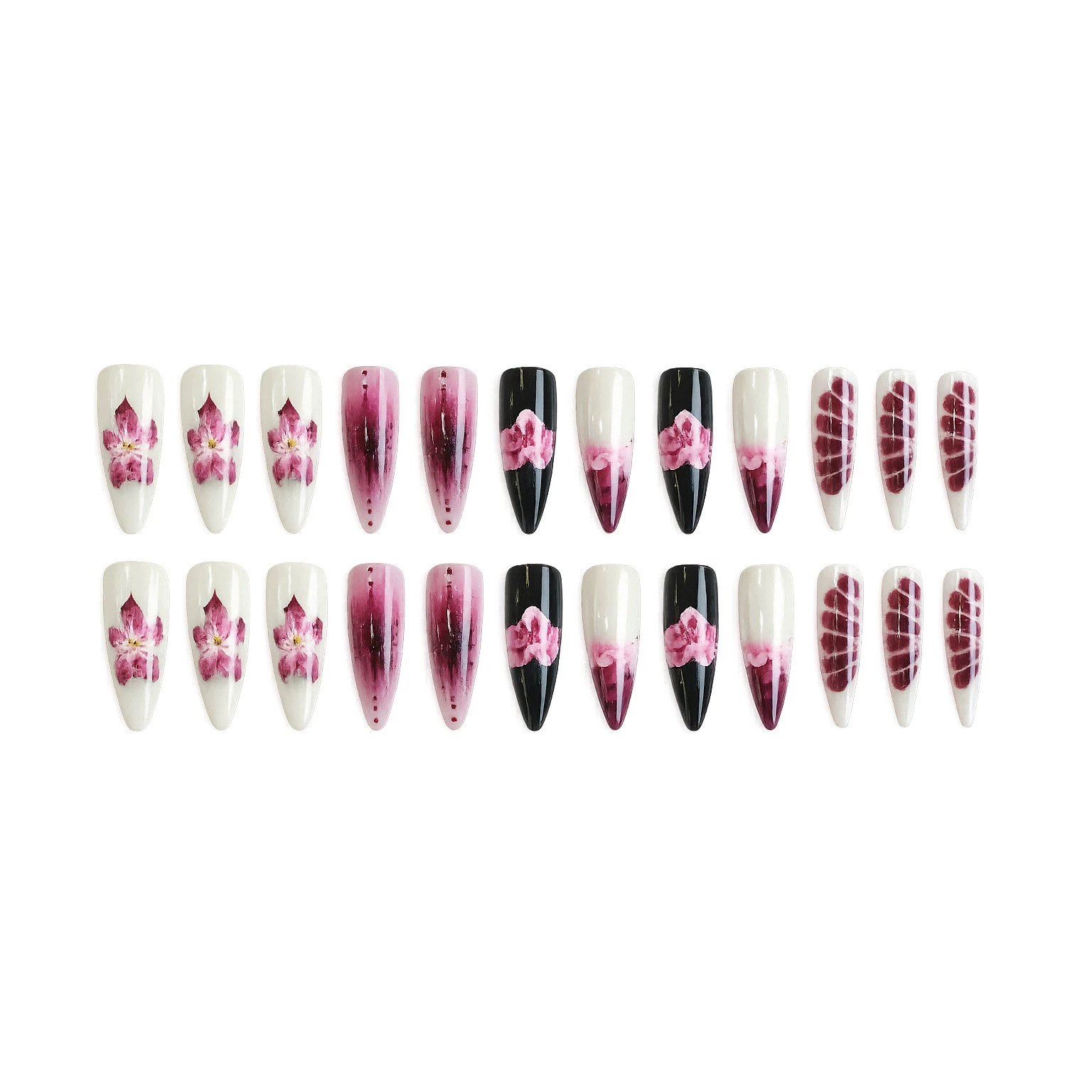 24Pcs Black Gradient Press On  - Drip Tip Resin review and price